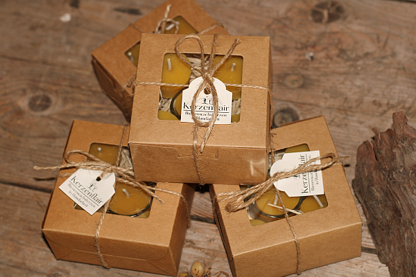 Geschenkbox Teelichter Bienenwachs Weihnachten